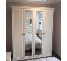 Шкаф Афина 4-дверный с зеркалом крем корень Эра-Мебель