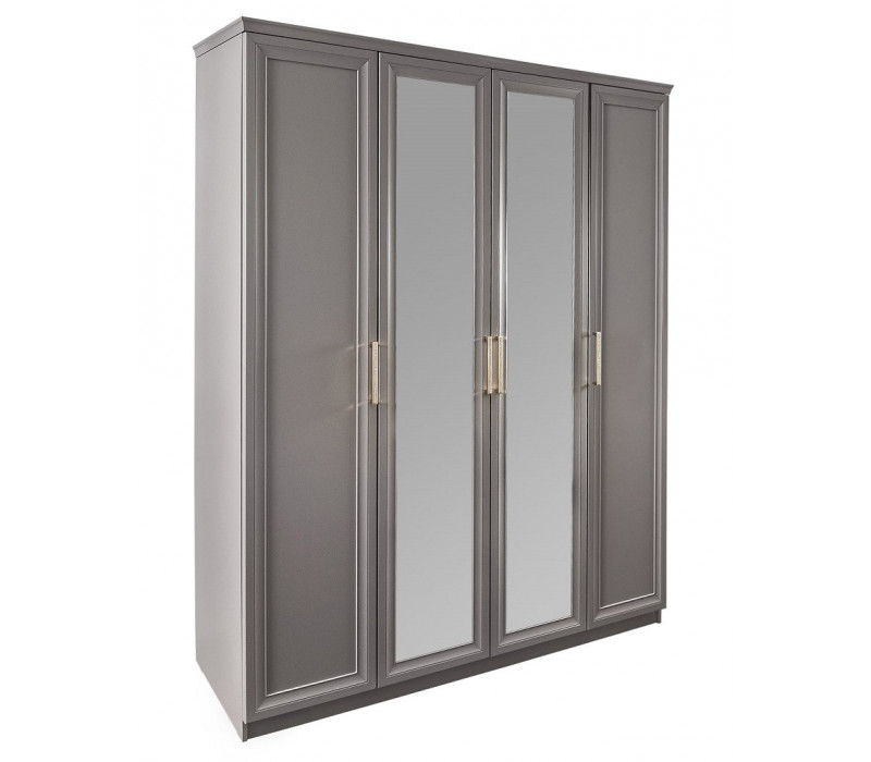 Шкаф Мокко 4-дверный с зеркалом Серый камень Эра-Мебель