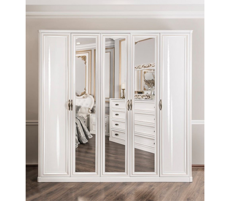 Шкаф Натали 5-дверный белый глянец Эра-Мебель