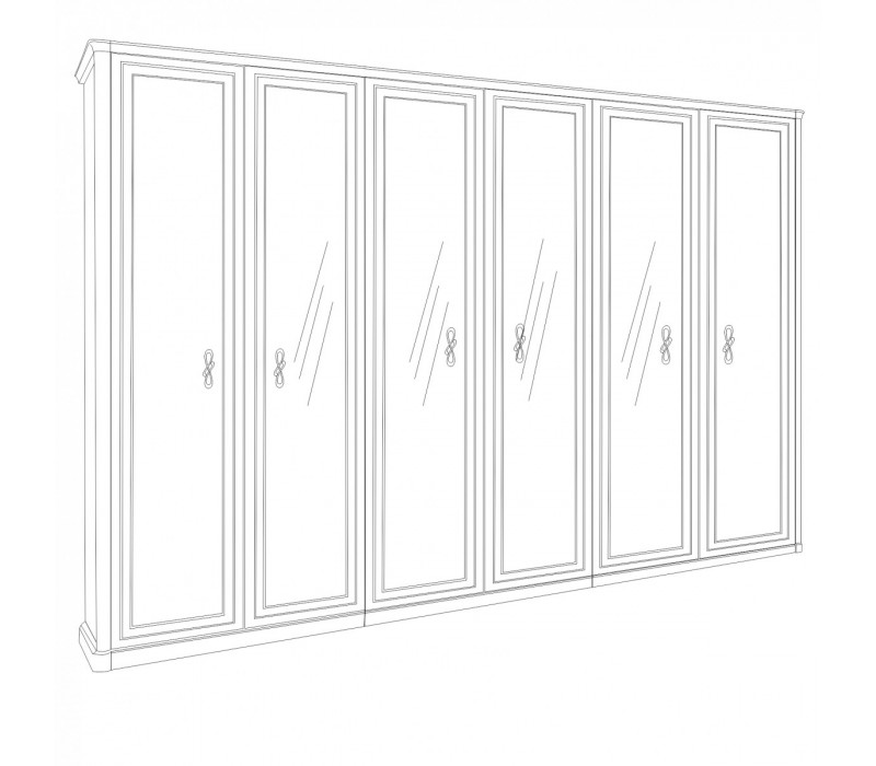 Шкаф Мишель 6-дверный белый матовый Эра-Мебель