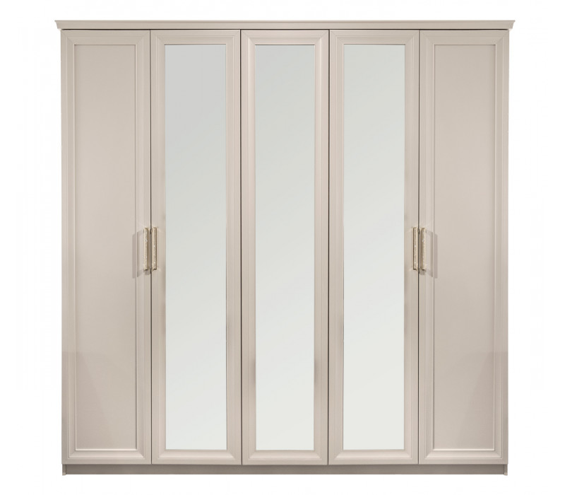 Шкаф Мокко 5-дверный с зеркалом бежевый Эра-Мебель