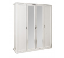 Шкаф Мишель 4-дверный с зеркалом белый матовый Эра-Мебель