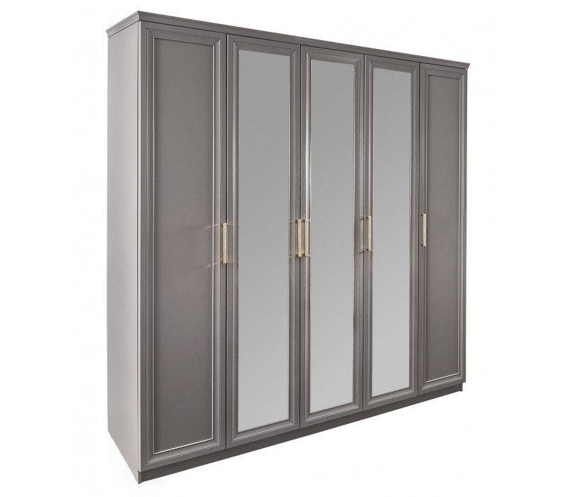 Шкаф Мокко 5-дверный с зеркалом Серый камень Эра-Мебель