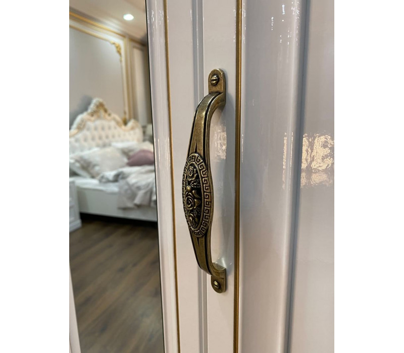 Шкаф Натали 4-дверный с зеркалом белый глянец Эра-Мебель